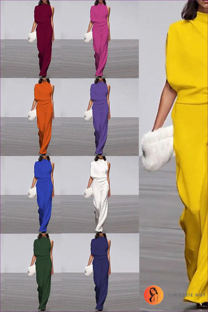 Jumpsuit with Asymmetric Neckline - Modern Minimalism - Lingerie Hut - All Season • Backless • Casual • Cutout