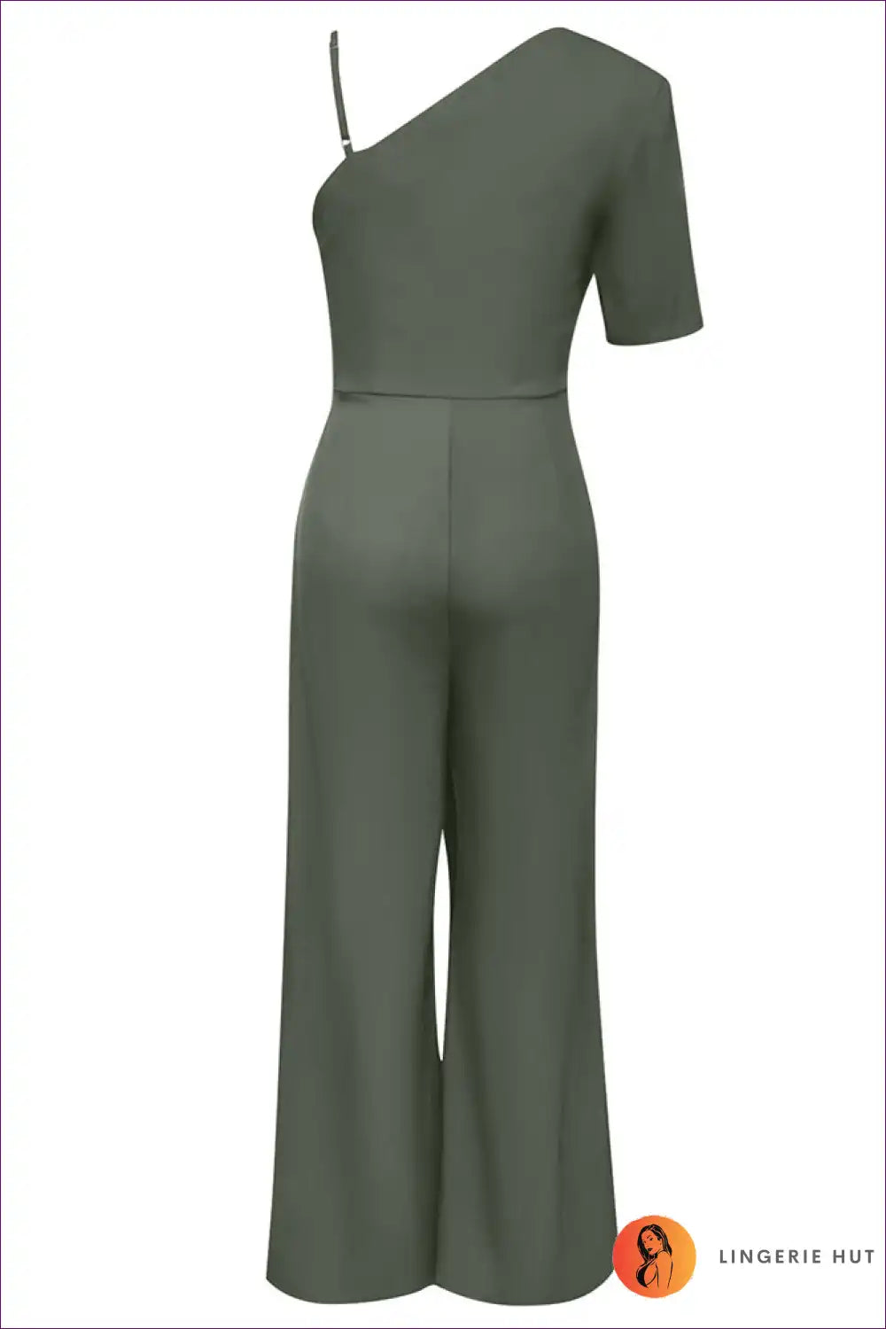 Jumpsuit with Asymmetric Shoulder - Modern Sophistication for All Season, Backless, Casual, Cutout, Evening