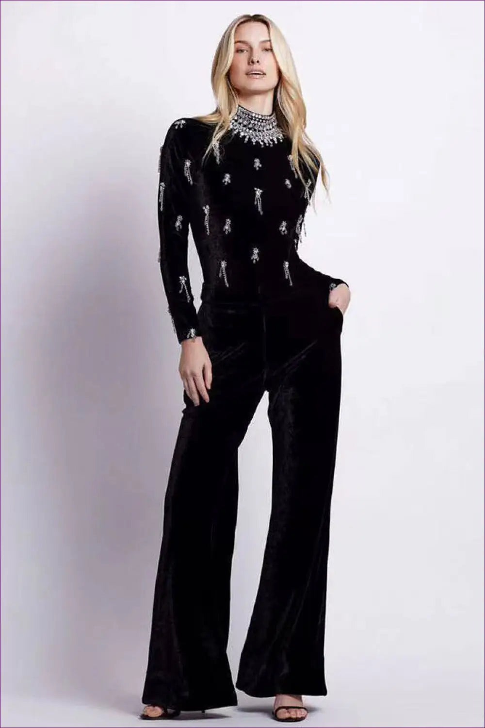 Jumpsuit with Beaded Neckline - Luxurious Evenings - Lingerie Hut - All Season • Autumn • Evening Wear • Formal