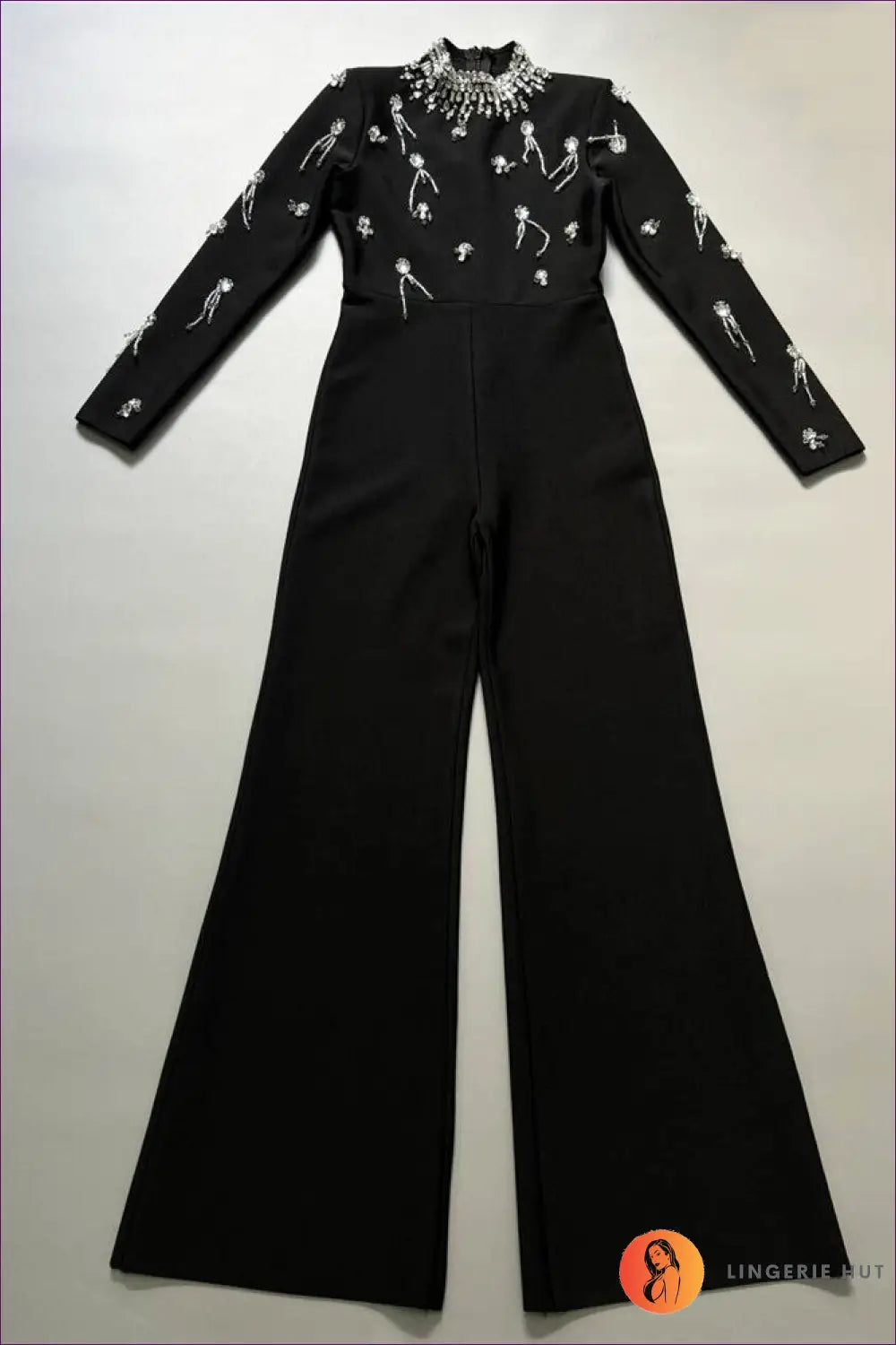 Jumpsuit with Beaded Neckline - Luxurious Evenings - s / Black - Lingerie Hut - All Season • Autumn • Evening Wear