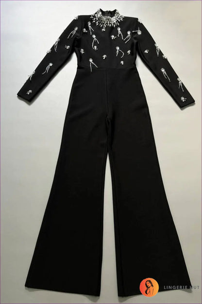 Jumpsuit with Beaded Neckline - Luxurious Evenings - s / Black - Lingerie Hut - All Season • Autumn • Evening Wear