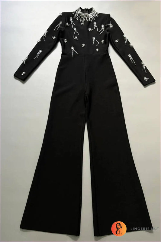 Jumpsuit with Beaded Neckline - Luxurious Evenings - s / Black - Lingerie Hut - All Season • Autumn • Evening Wear