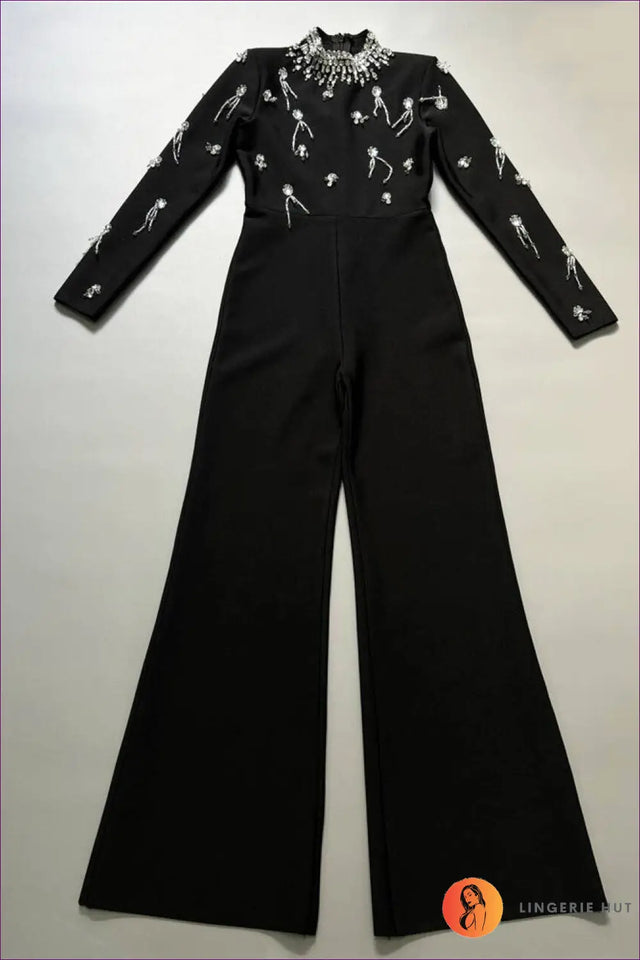 Jumpsuit with Beaded Neckline - Luxurious Evenings