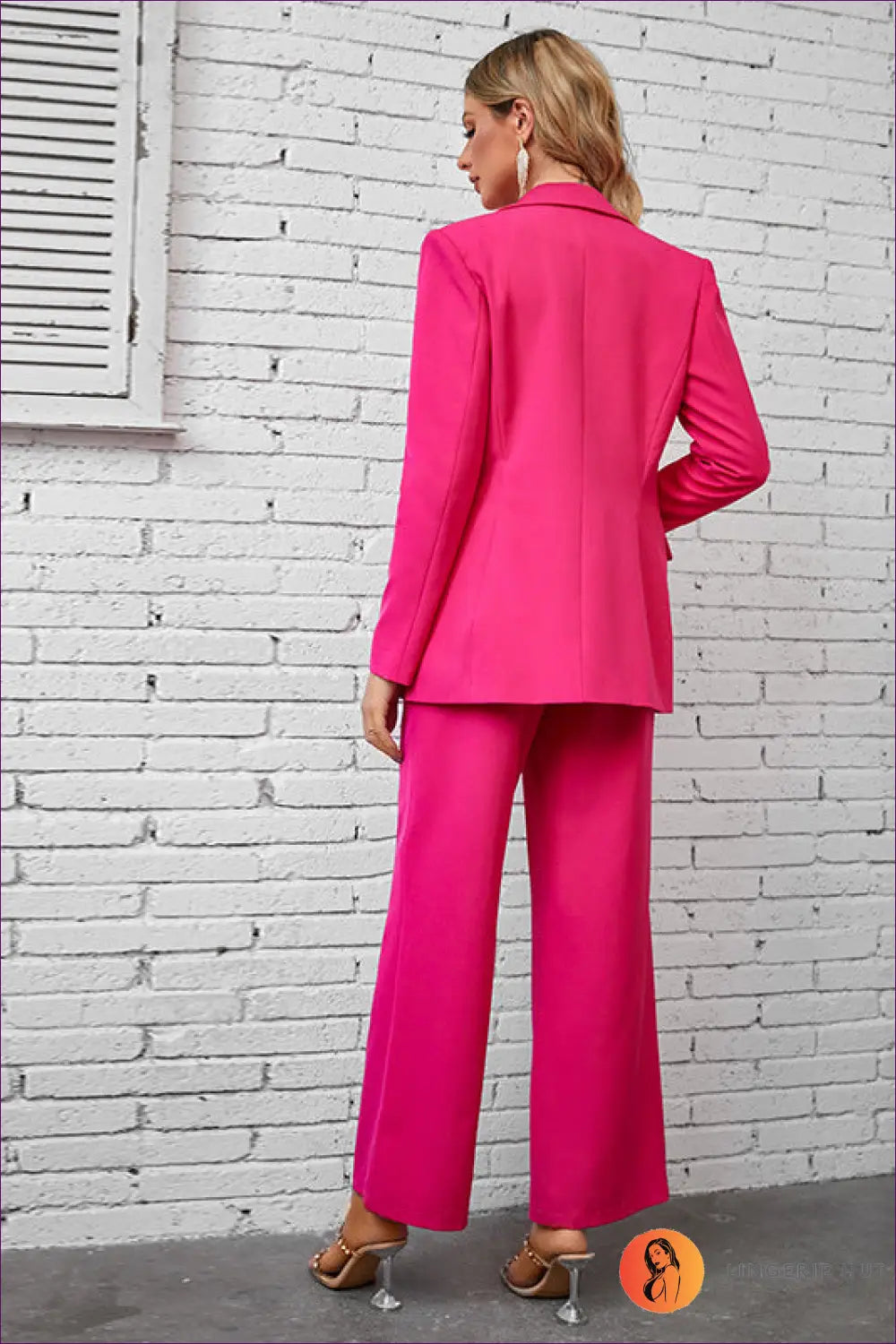 Jumpsuit with Blazer Overlay - Executive Presence - l / Pink - Lingerie Hut - All Season • Autumn • Casual • Evening