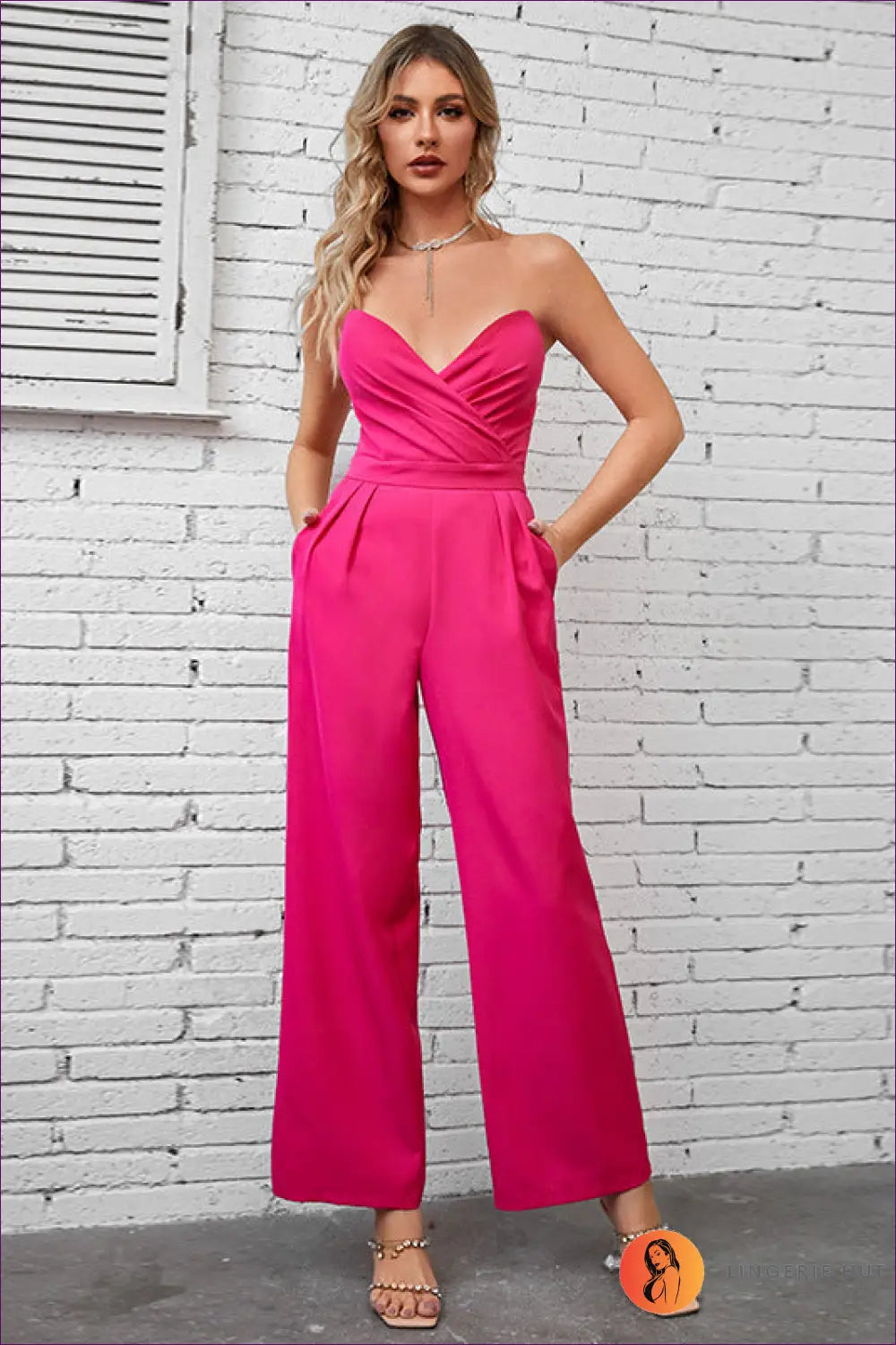 Jumpsuit with Blazer Overlay - Executive Presence - l / Pink - Lingerie Hut - All Season • Autumn • Casual • Evening