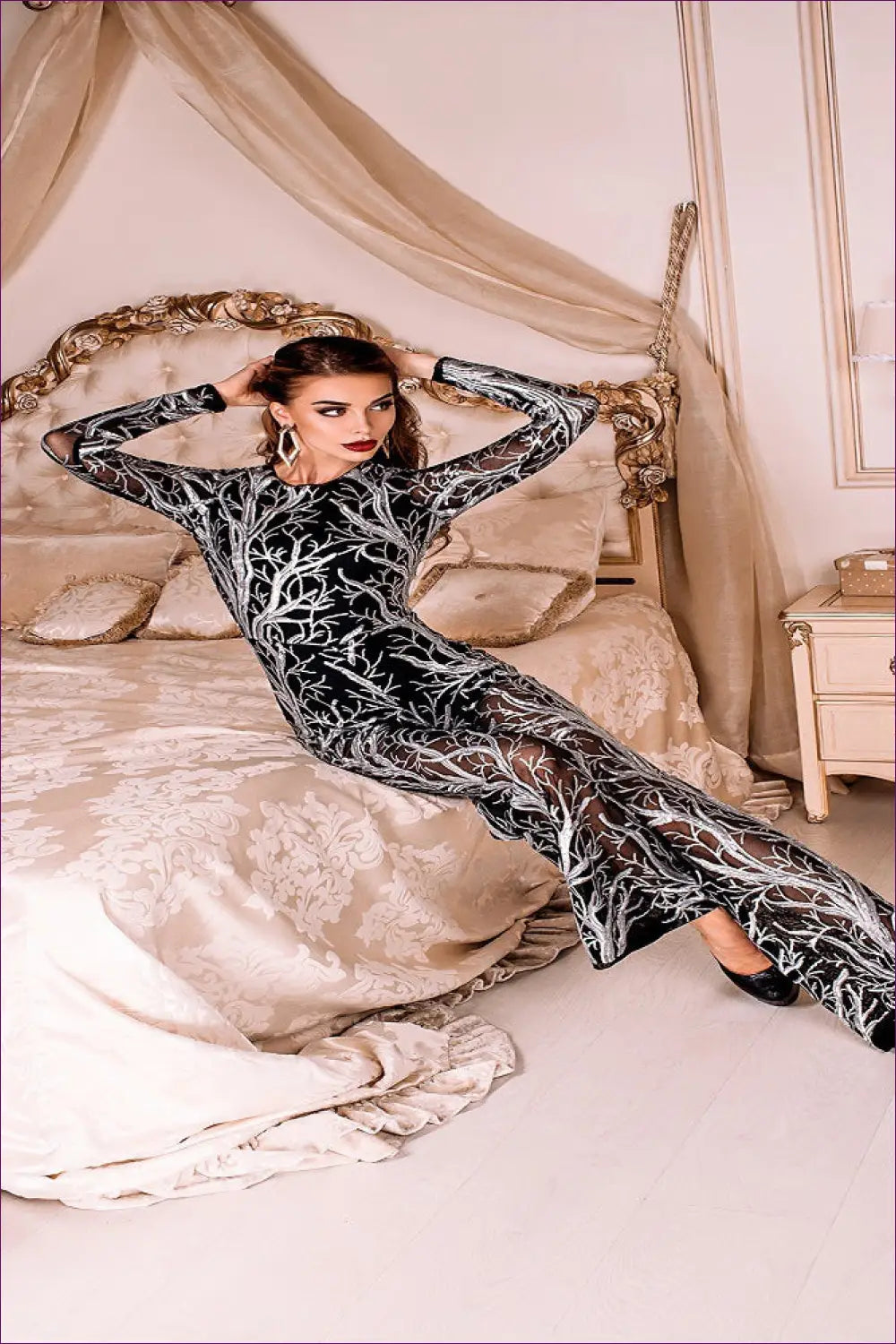 Jumpsuit with Botanical Print - Artistic Expression - Lingerie Hut - Bodycon • Boho • Evening Wear • Floral • Formal