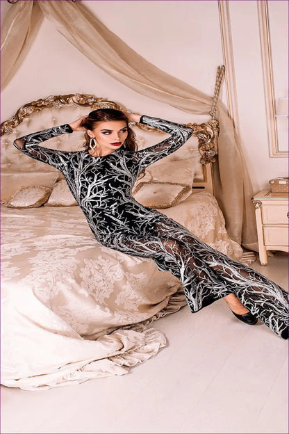 Jumpsuit with Botanical Print - Artistic Expression - Lingerie Hut - Bodycon • Boho • Evening Wear • Floral • Formal