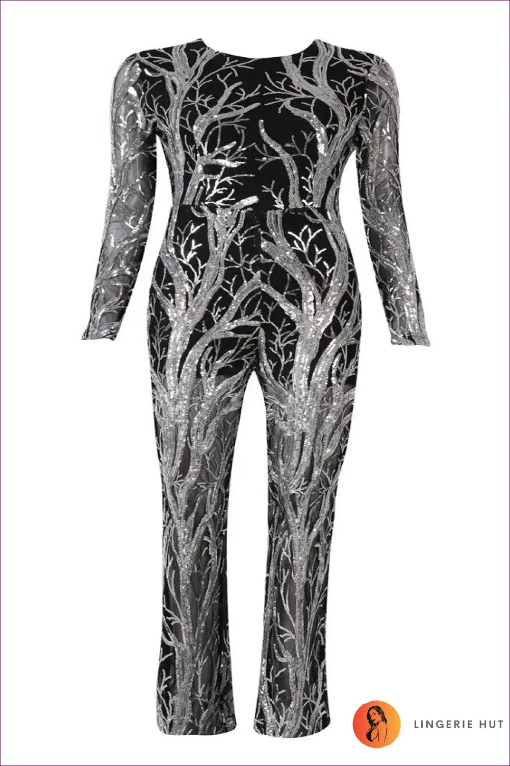 Jumpsuit with Botanical Print - Artistic Expression - s / Silver - Lingerie Hut - Bodycon • Boho • Evening Wear
