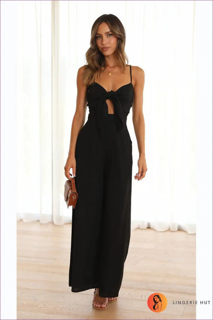 Jumpsuit with Bow Detail - Playful Romance - Lingerie Hut - Boho • Casual • Cutout • Everyday • Glamour
