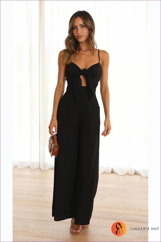 Jumpsuit with Bow Detail - Playful Romance - Lingerie Hut - Boho • Casual • Cutout • Everyday • Glamour