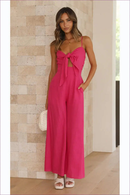 Jumpsuit with Bow Detail - Playful Romance - Lingerie Hut - Boho • Casual • Cutout • Everyday • Glamour