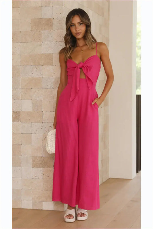 Jumpsuit with Bow Detail - Playful Romance - Lingerie Hut - Boho • Casual • Cutout • Everyday • Glamour