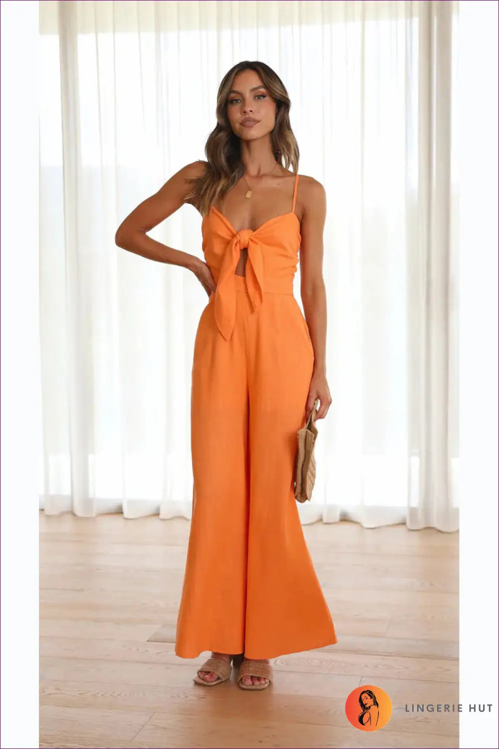 Jumpsuit with Bow Detail - Playful Romance - Lingerie Hut - Boho • Casual • Cutout • Everyday • Glamour