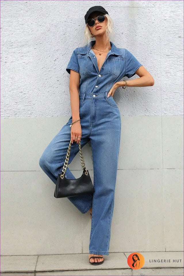 Jumpsuit with Button Front - Casual Chic