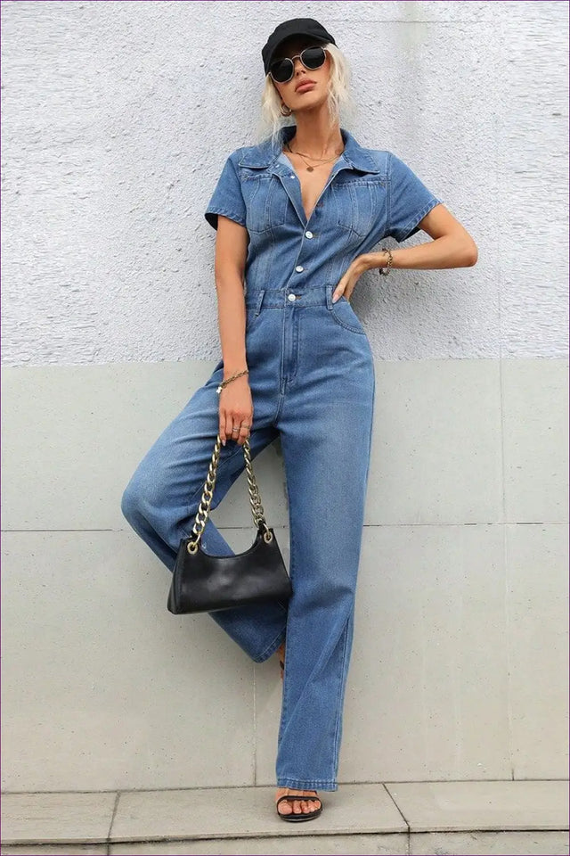 Jumpsuit with Button Front - Casual Chic