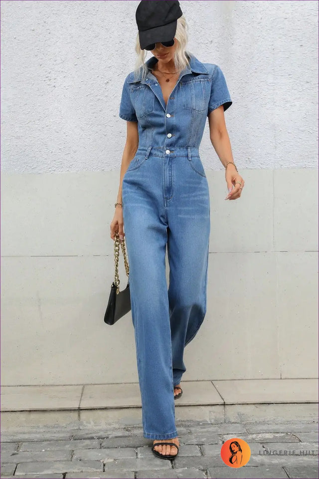 Jumpsuit with Button Front - Casual Chic