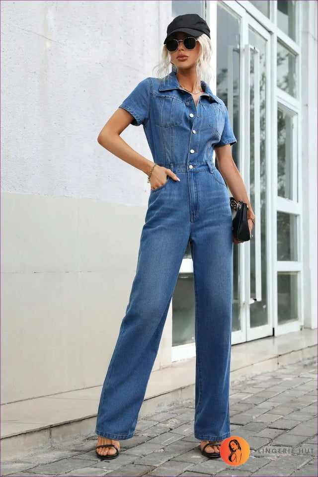 Jumpsuit with Button Front - Casual Chic