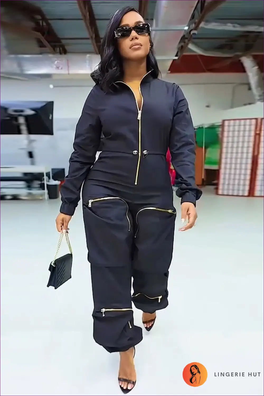 Jumpsuit with Cargo Details - Urban Explorer - s / Black - Lingerie Hut - Activewear • All Season • Casual • Cotton