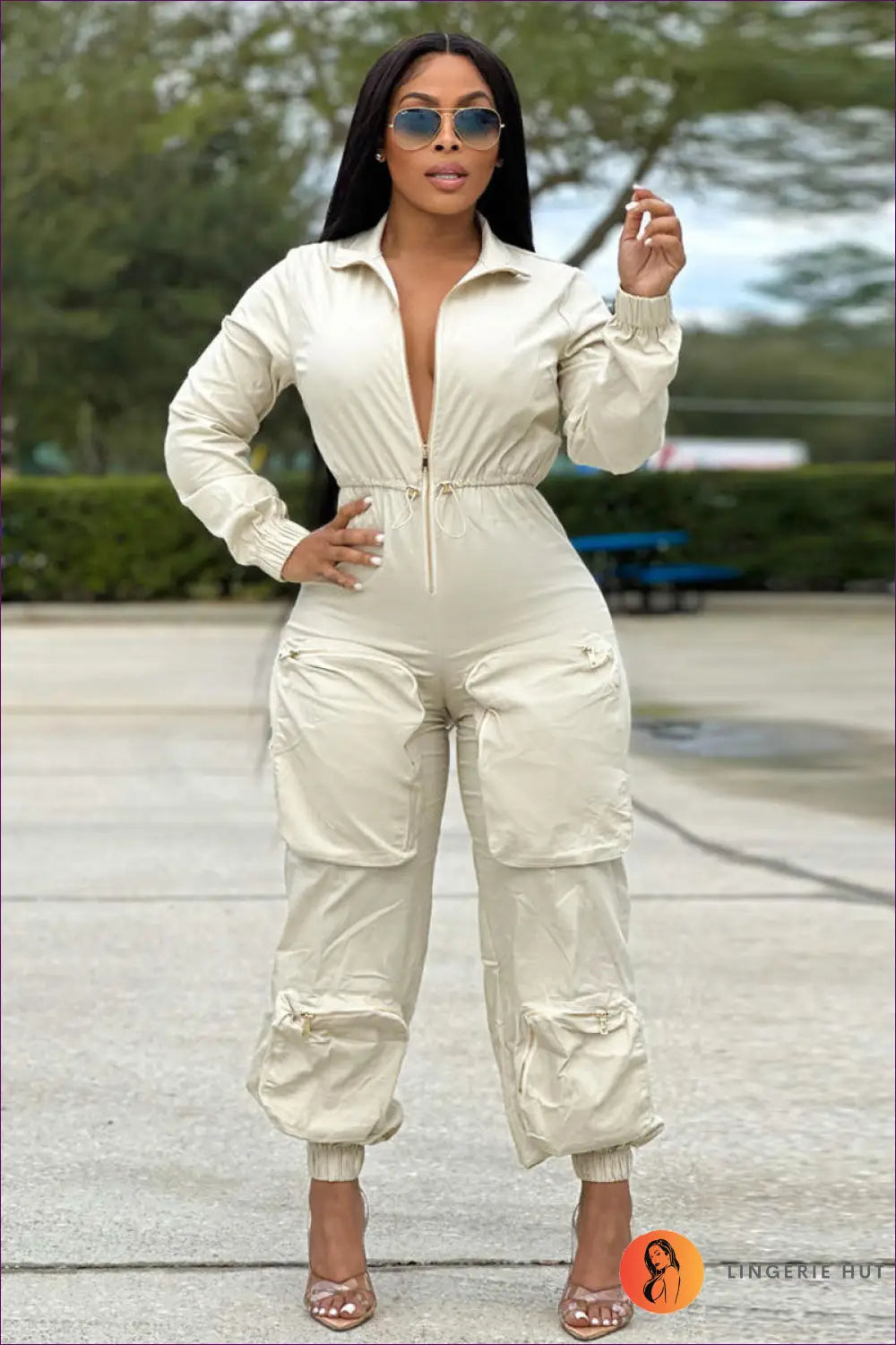 Jumpsuit with Cargo Details - Urban Explorer - s / White - Lingerie Hut - Activewear • All Season • Casual • Cotton