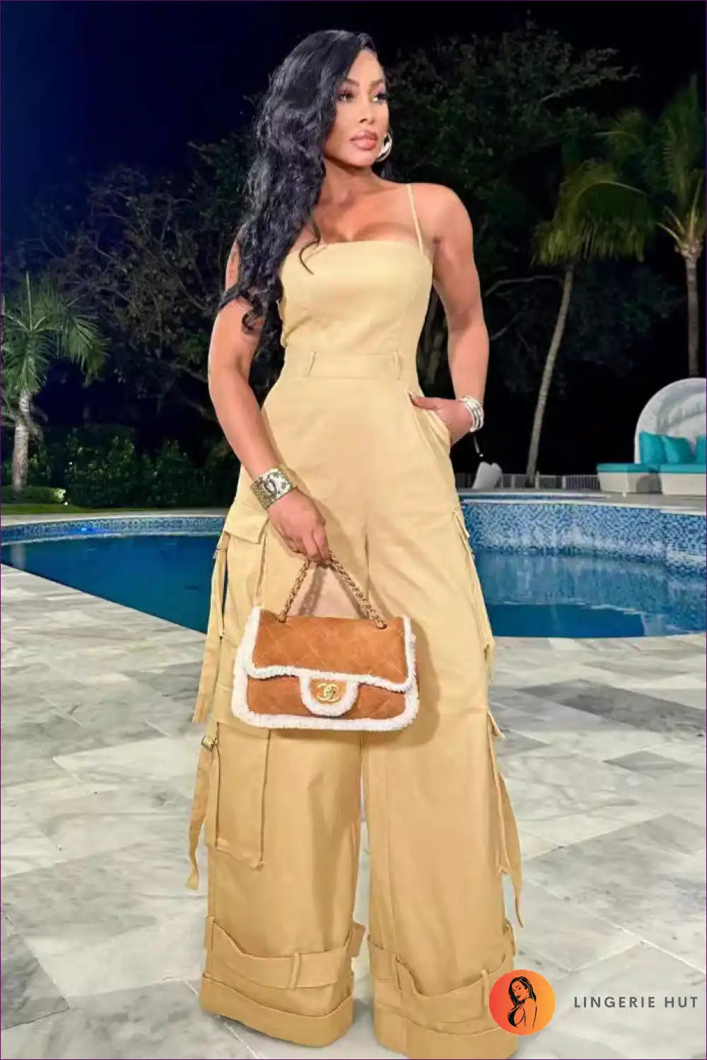 Jumpsuit with Cargo Pockets - Urban Adventure Ready for Casual, Cutout, Everyday, Jumpsuit,