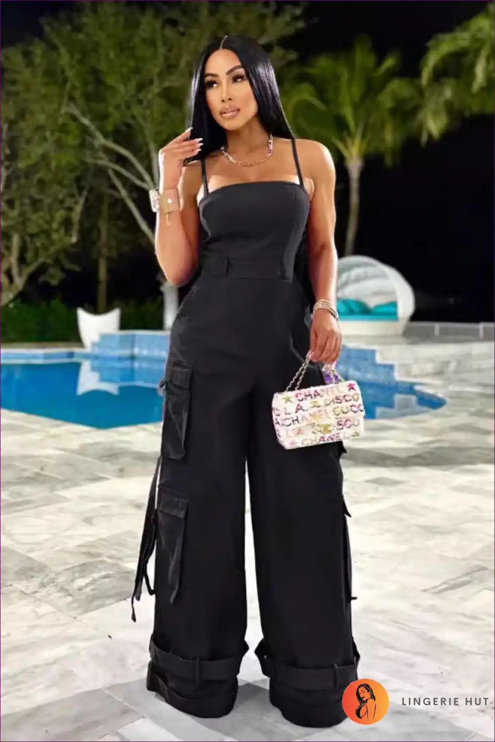 Jumpsuit with Cargo Pockets - Urban Adventure Ready for Casual, Cutout, Everyday, Jumpsuit,