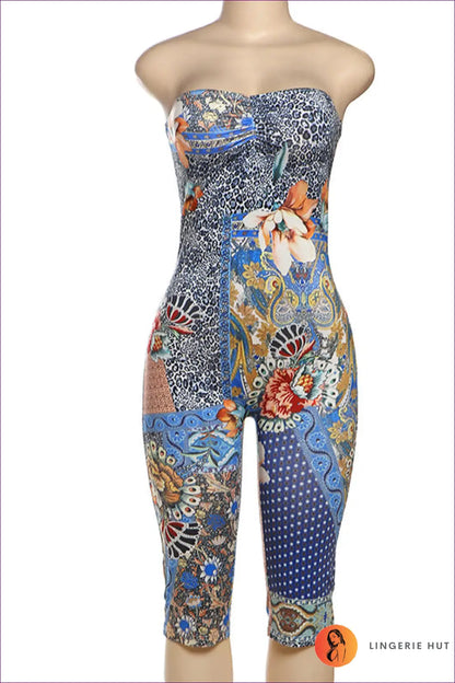 Jumpsuit with Floral Print - Garden Party Grace - l / Blue - Lingerie Hut - Backless • Boho • Casual • Everyday