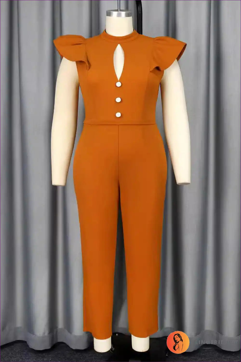 Jumpsuit with Flutter Sleeves - Modern Romance for All Season, Casual, Cutout, Evening Wear, Formal Wear