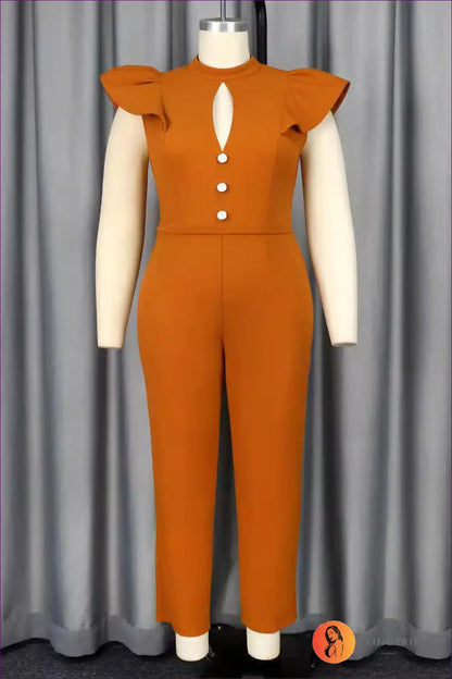 Jumpsuit with Flutter Sleeves - Modern Romance for All Season, Casual, Cutout, Evening Wear, Formal Wear