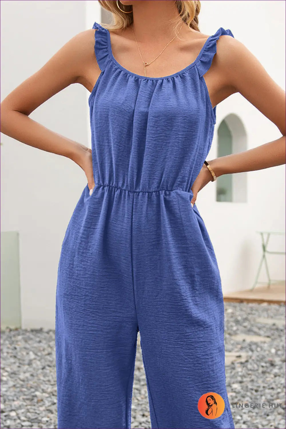 Jumpsuit with Gathered Waist - Casual Comfort - Lingerie Hut - All Season • Boho • Cotton • Everyday