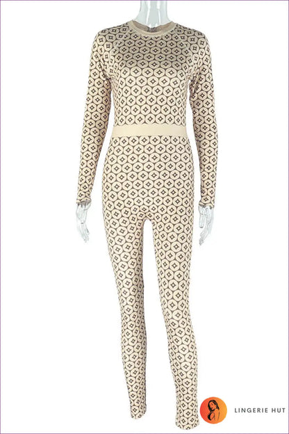 Jumpsuit with Geometric Print - Elevated Casual for All Season, Casual, Evening Wear, Everyday, Formal Wear