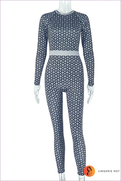 Jumpsuit with Geometric Print - Elevated Casual for All Season, Casual, Evening Wear, Everyday, Formal Wear