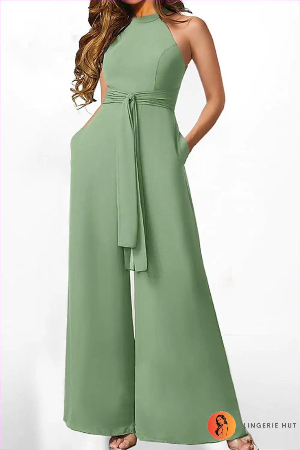 Jumpsuit with Halter Neck - Garden Party Ready - s / Green - Lingerie Hut - Boho • Casual • Formal Wear • Glamour