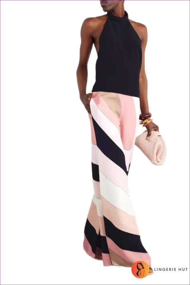 Halter Neck Jumpsuit with Wide Legs - Art Event Ready