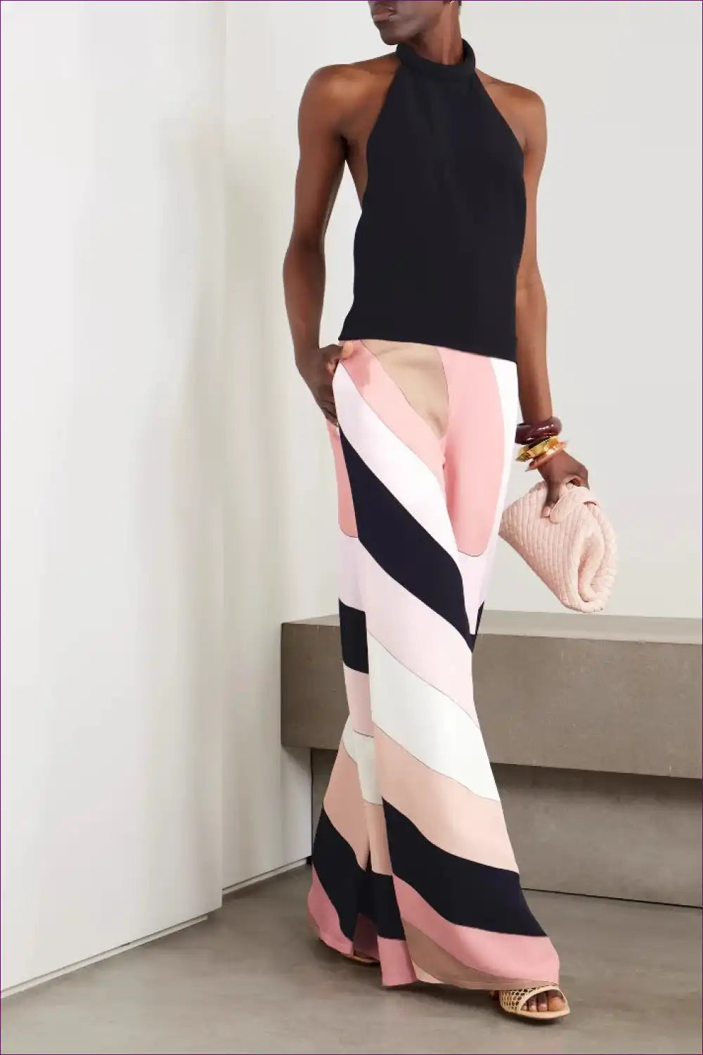 Jumpsuit with Halter Neckline - Modern Muse for Backless, Boho, Cutout, Date Night, Evening Wear