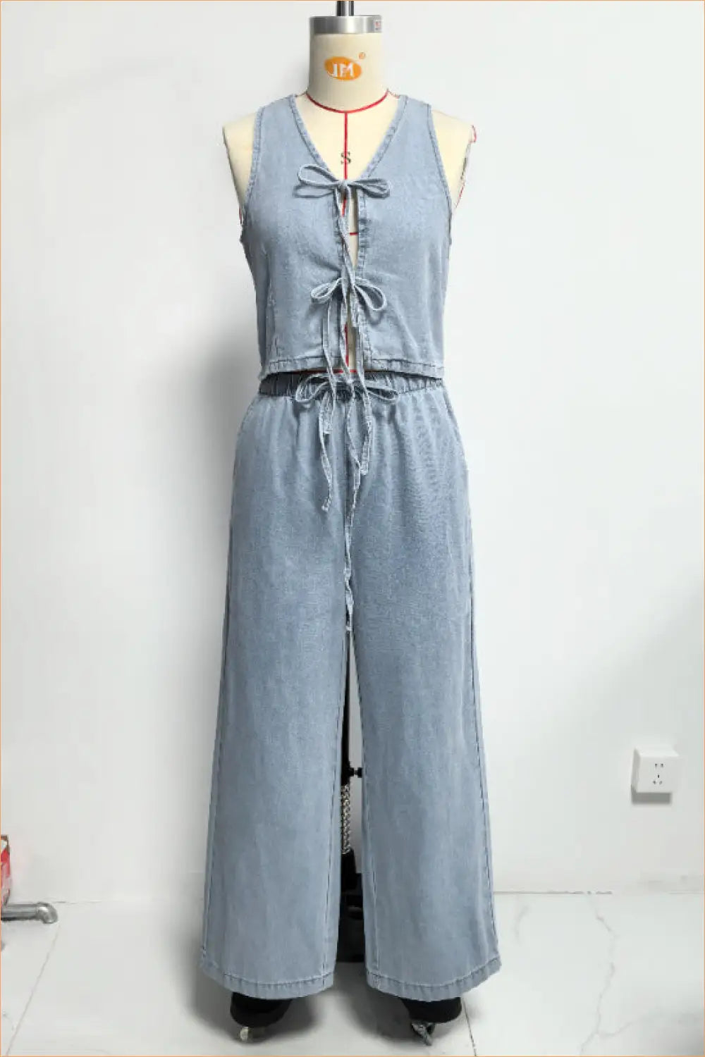 Co Ord Set with Lace-up Vest Top - Weekend Wanderer - Jumpsuit - Casual • Clothing • Cotton • Cutout - Lingerie Hut