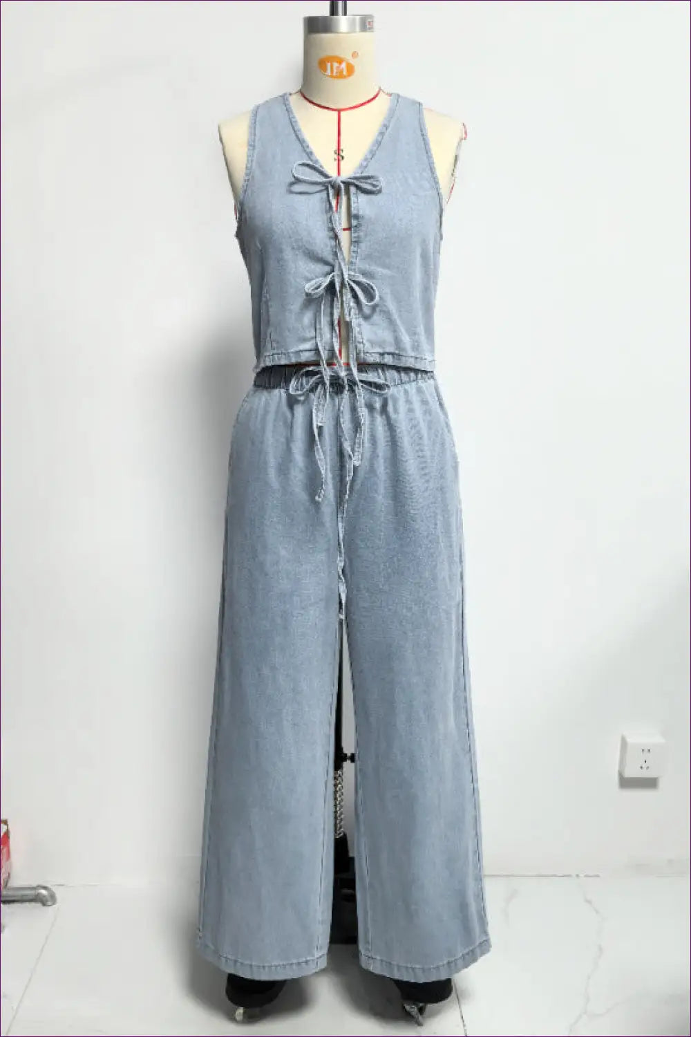 Jumpsuit with Lace-up Vest Top - Weekend Wanderer - Lingerie Hut - All Season • Casual • Cotton • Cutout • Denim