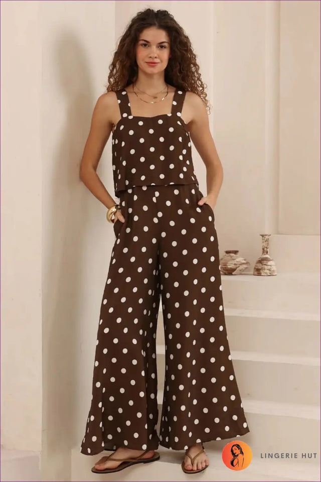 Jumpsuit with Polka Dot Print - Vintage Charm