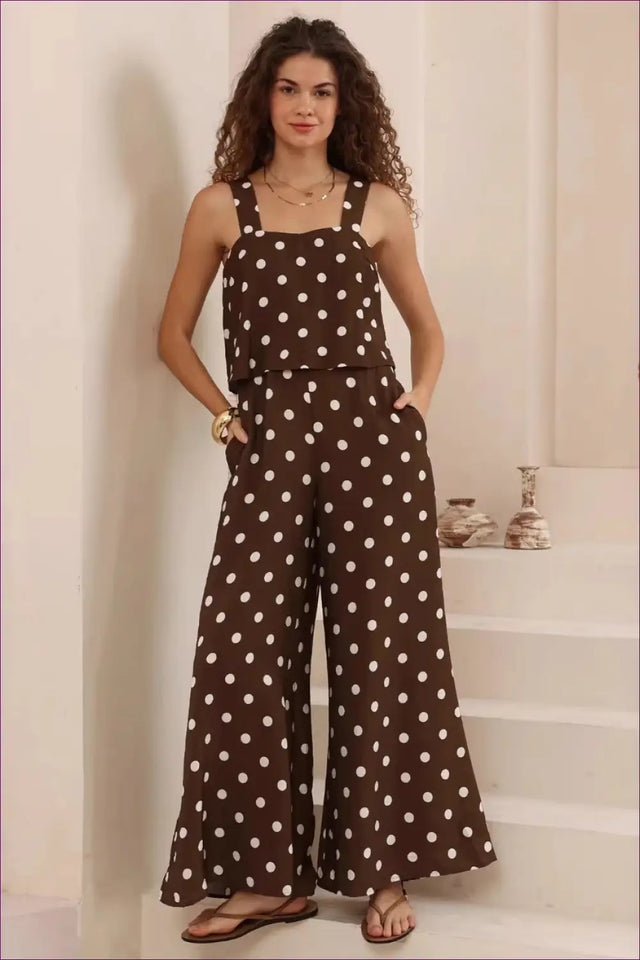 Jumpsuit with Polka Dot Print - Vintage Charm