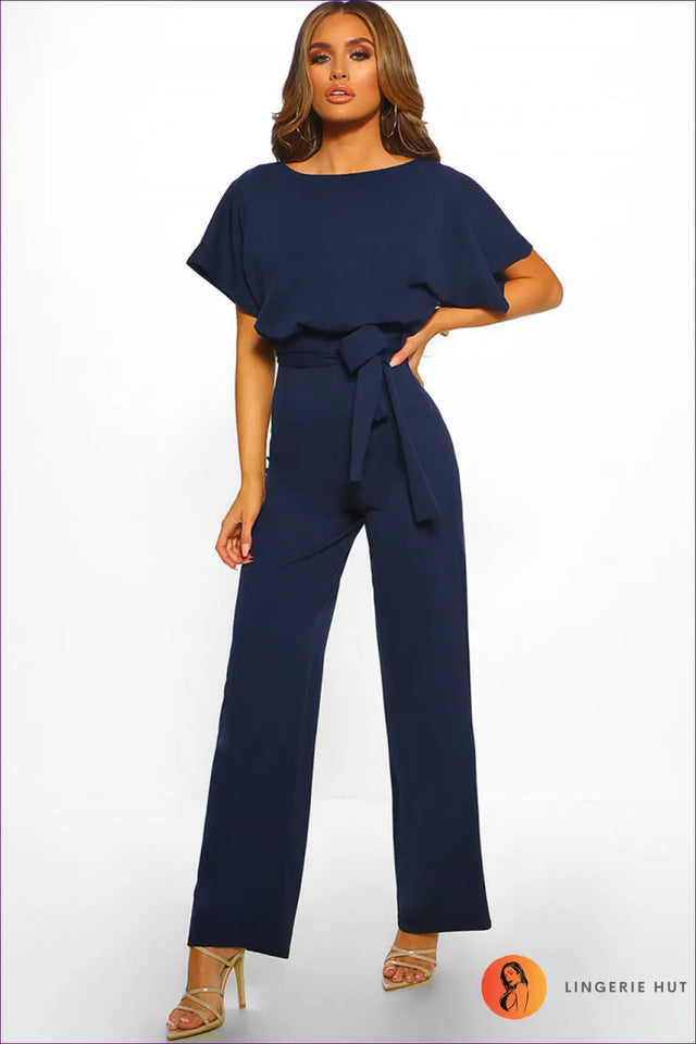 Jumpsuit with Ruffle Sleeves - Office Elegance