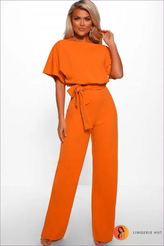 Jumpsuit with Ruffle Sleeves - Office Elegance