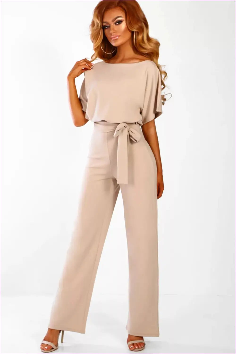 Jumpsuit with Ruffle Sleeves - Office Elegance - Autumn • Belted • Clothing • Everyday • Glamour - Lingerie Hut