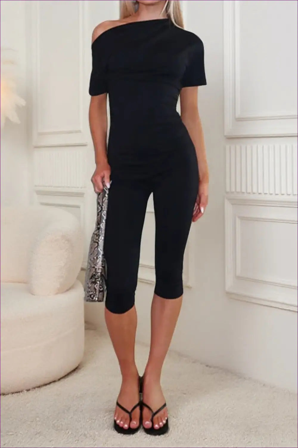 Jumpsuit with Off-shoulder Design - Casual Sophistication - Lingerie Hut - All Season • Backless • Cutout • Everyday