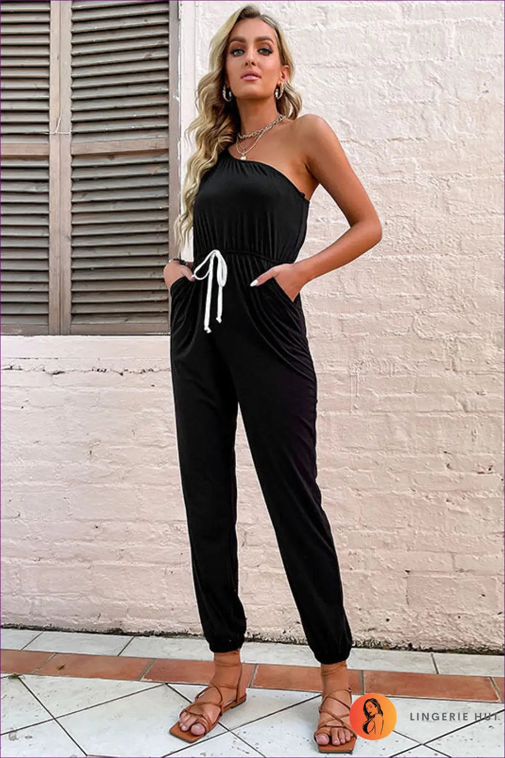 Jumpsuit with one Shoulder - Night out Drama - Lingerie Hut - All Season • Bodycon • Cutout • Date Night • Evening Wear