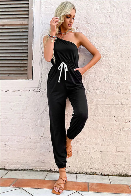 Jumpsuit with one Shoulder - Night out Drama - Lingerie Hut - All Season • Bodycon • Cutout • Date Night • Evening Wear