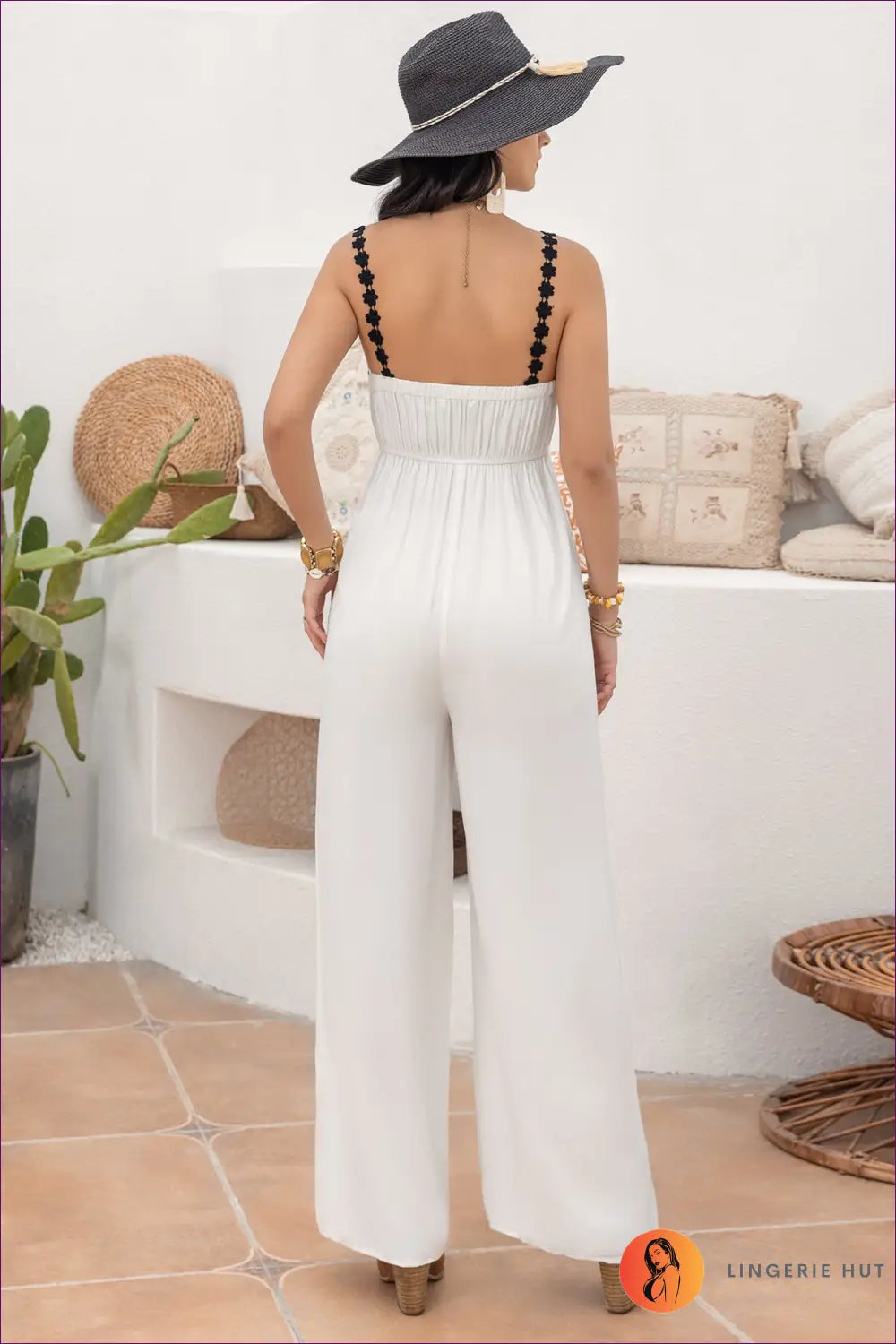 Jumpsuit with Spaghetti Straps - Minimalist Elegance - Lingerie Hut - All Season • Backless • Casual • Cutout • Evening