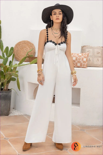 Jumpsuit with Spaghetti Straps - Minimalist Elegance - Lingerie Hut - All Season • Backless • Casual • Cutout • Evening