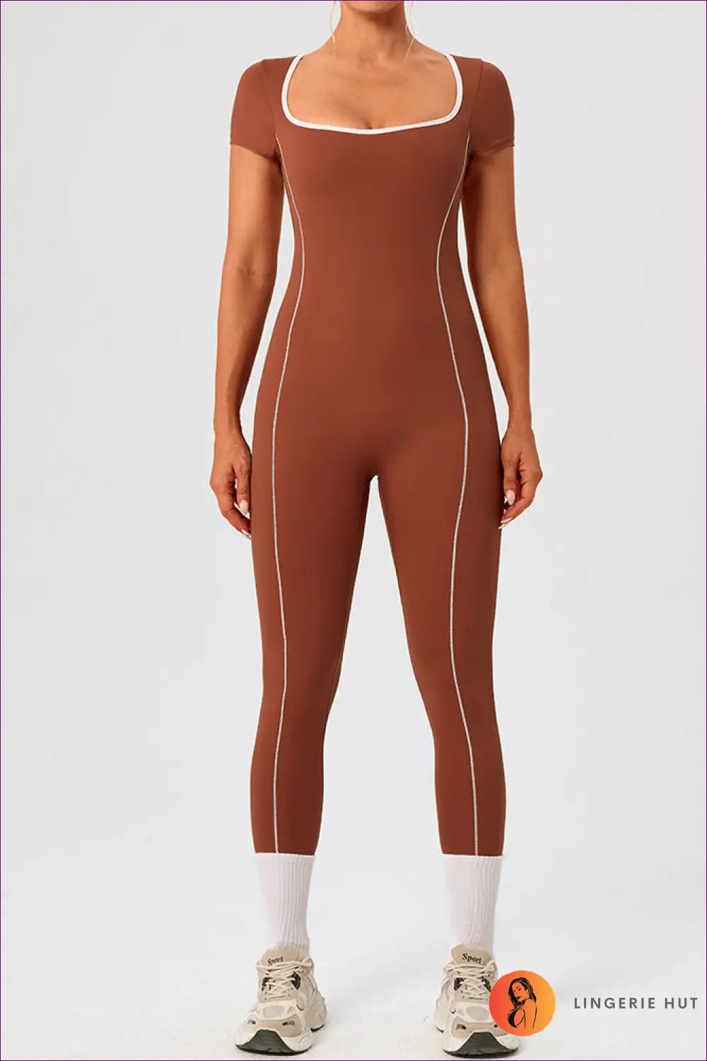 Jumpsuit with Square Neckline - Athletic Confidence - S/4 / Auburn - Lingerie Hut - Activewear • All Season • Bodycon