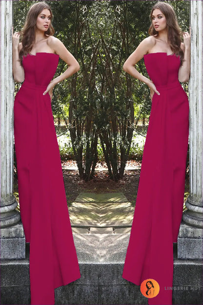 Strapless Dress - Refined Glamour - s / Burgundy - Jumpsuit - Clothing • just in • Modest - Lingerie Hut