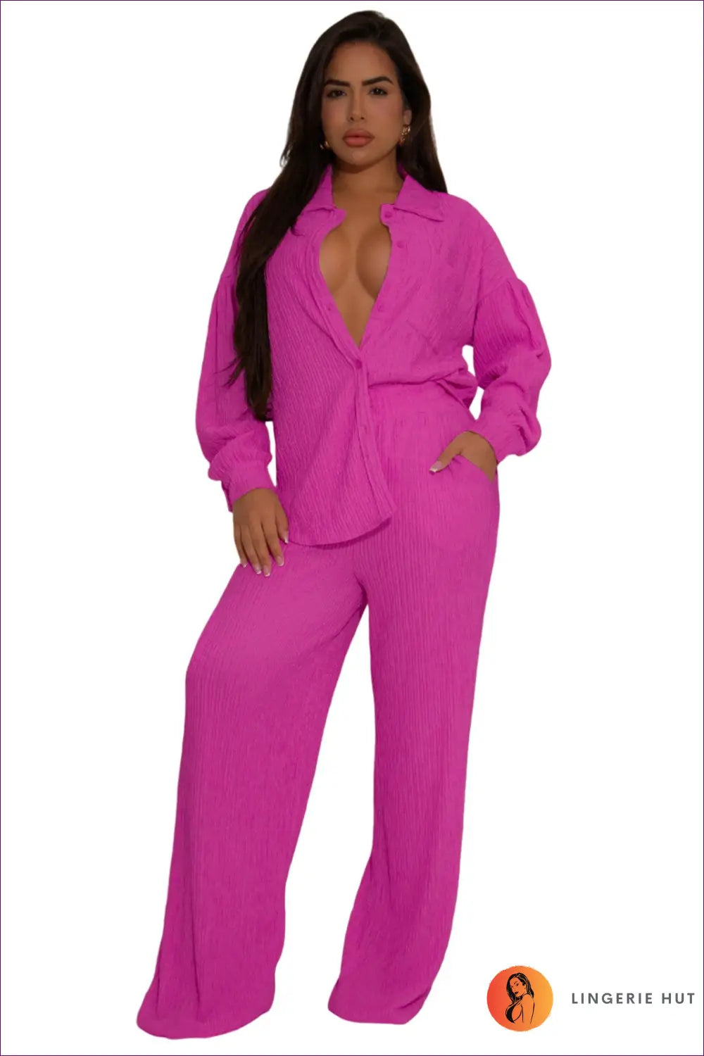 Jumpsuit with Wide Leg Silhouette - Effortless Authority - s / Coral Red - Bodysuit - Lingerie Hut - All Season