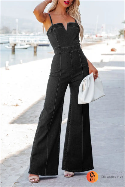 Jumpsuit with Wide-leg Silhouette - Effortless Elegance - s / Black - Lingerie Hut - All Season • Backless • Cutout